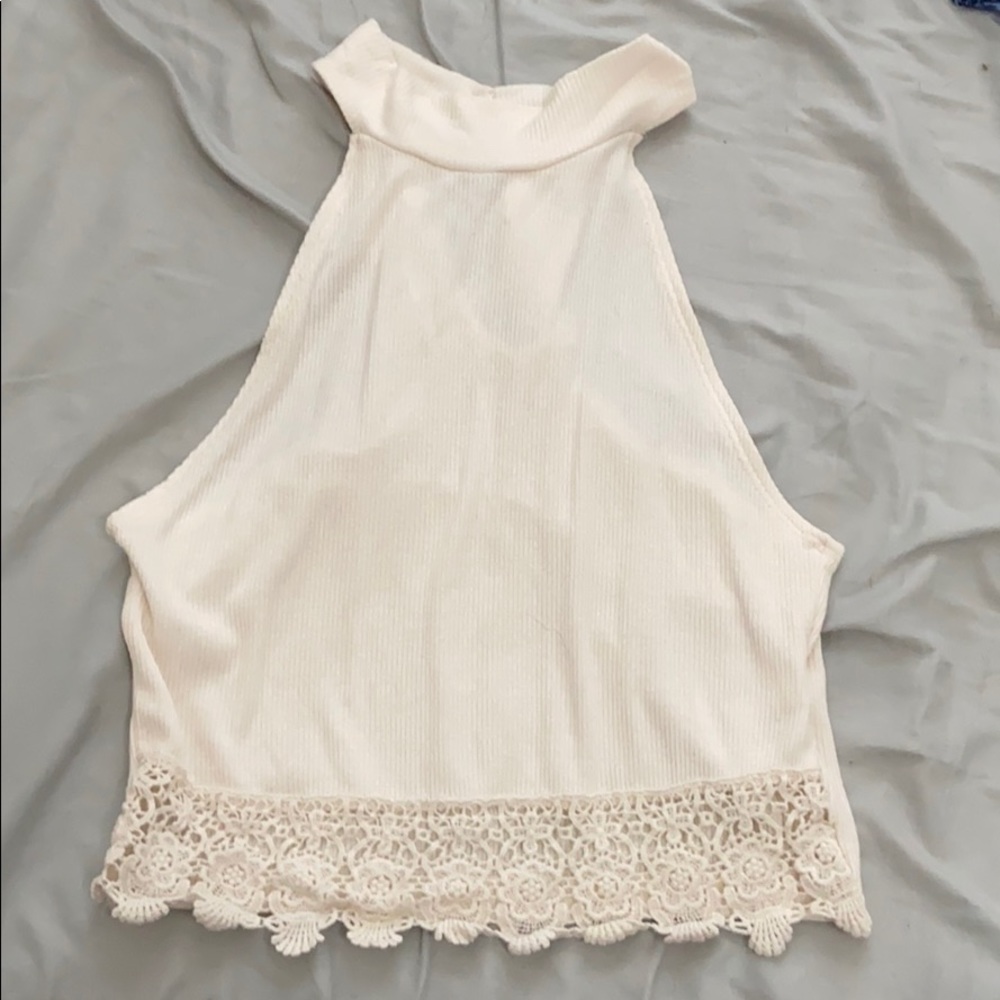 Cream Lace Crop Top